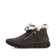 Dunkelbraune Rieker Damen Kurzstiefel 57551-25 mit weichem Kragen. Schuh Außenseite.