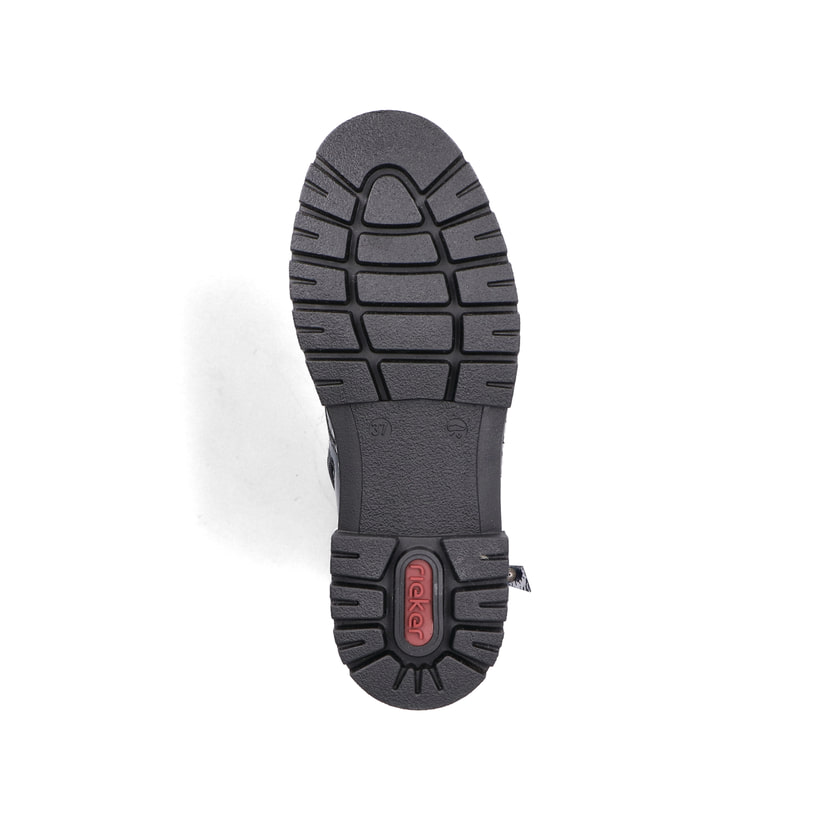 Dunkelblaue Rieker Damen Biker Boots 73821-14 mit einem Reißverschluss. Schuh Laufsohle.