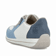 Baskets basses Rieker bleues pour femme N1112-10 avec fermeture éclair. Chaussure vue de l'arrière.