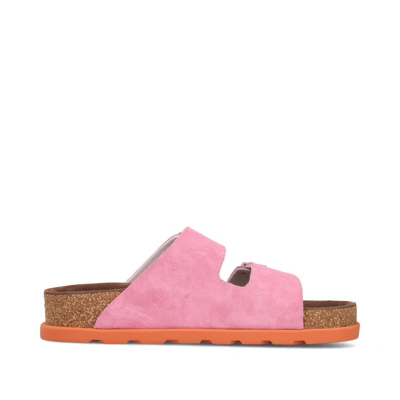 Rosane Rieker Damen Pantoletten V3190-31 aus Rauleder mit Schnallen. Schuh Innenseite.