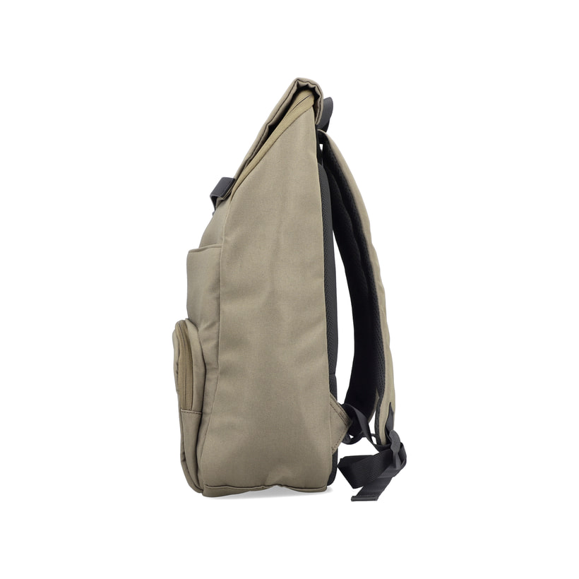 Sac à dos Rieker H5102-52 en vert avec fermeture éclair et compartiment pour ordinateur portable. Côté droit.