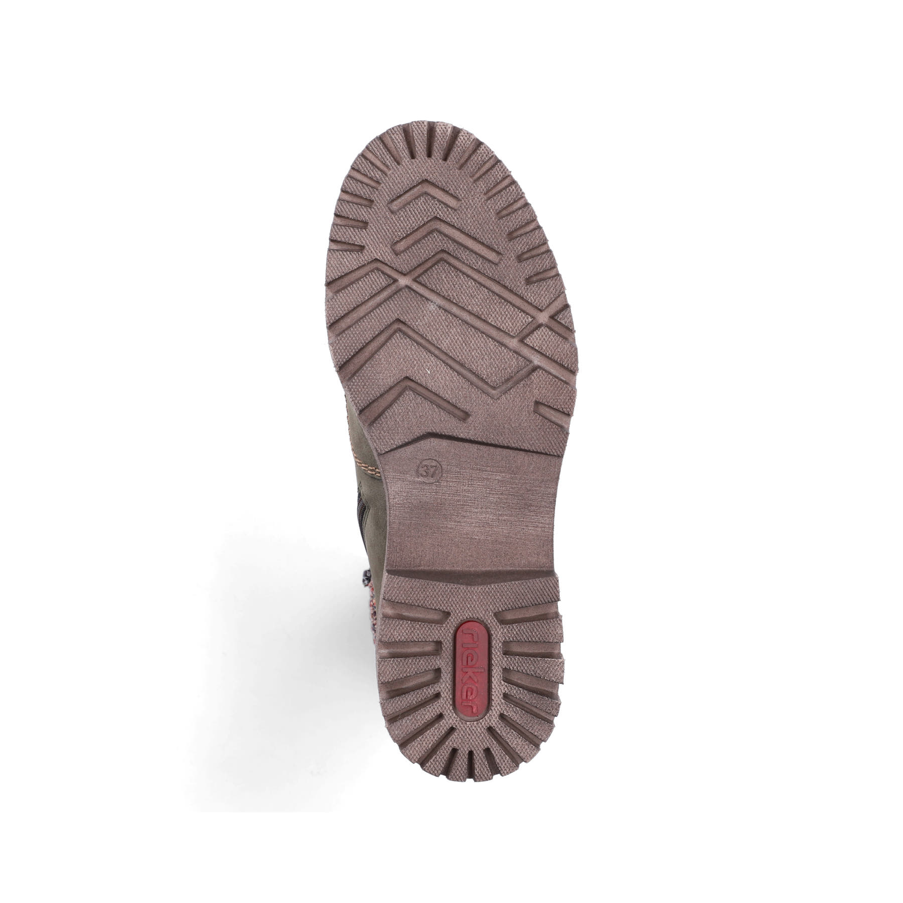 Hellgrüne Rieker Damen Schnürstiefel Y7621-54 mit Strick-Kragen. Schuh Laufsohle.