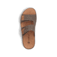 Braune Rieker Herren Pantoletten 24394-25 mit modernen Ziernähten. Schuh von oben.