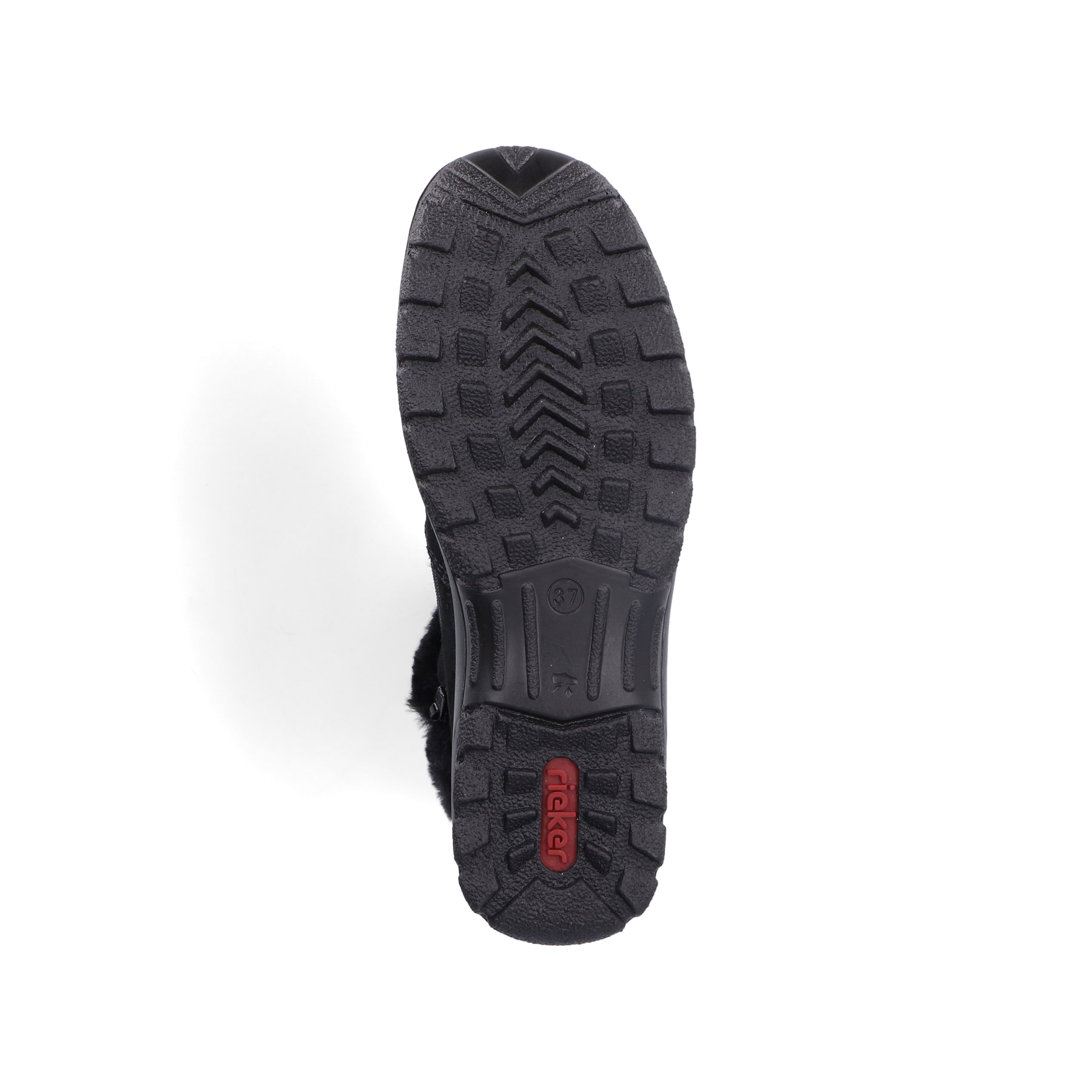 Schwarze Rieker Damen Kurzstiefel L7162-00 aus Rauleder. Schuh Laufsohle.