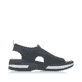 Schwarze Rieker Damen Riemchensandalen V59B5-00 mit einem Gummizug. Schuh Innenseite.