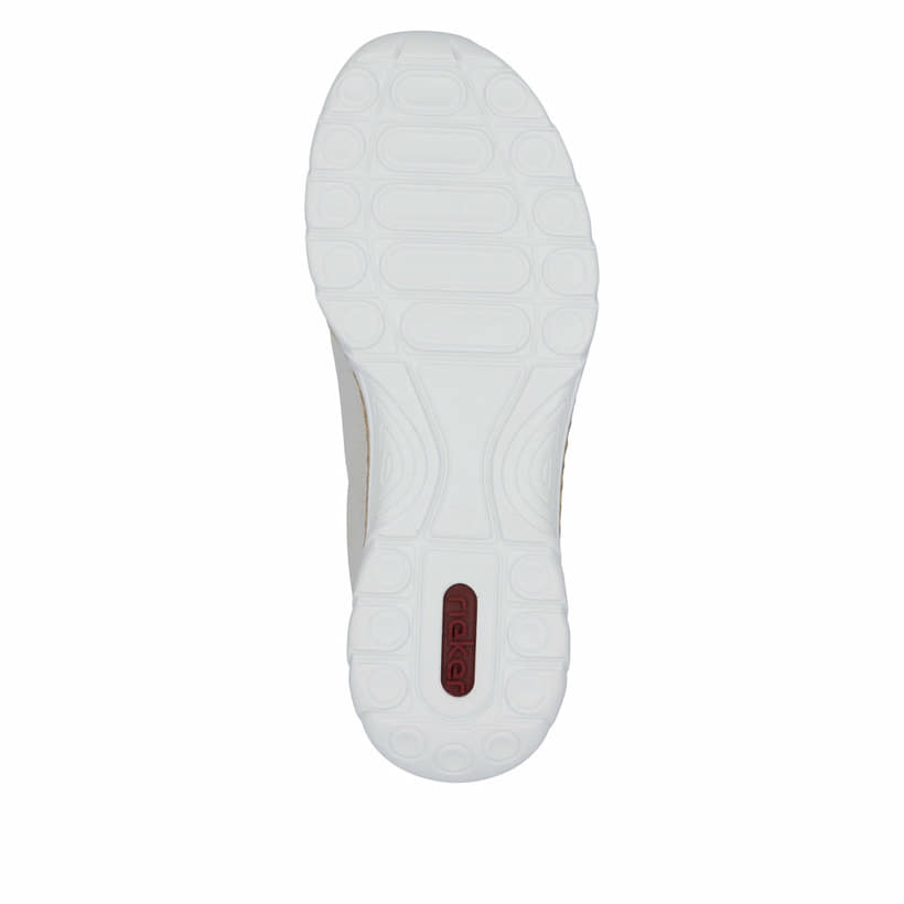 Chaussons Rieker beiges pour femme N42G5-60 avec option slip-in facile. Semelle extérieure de la chaussure.