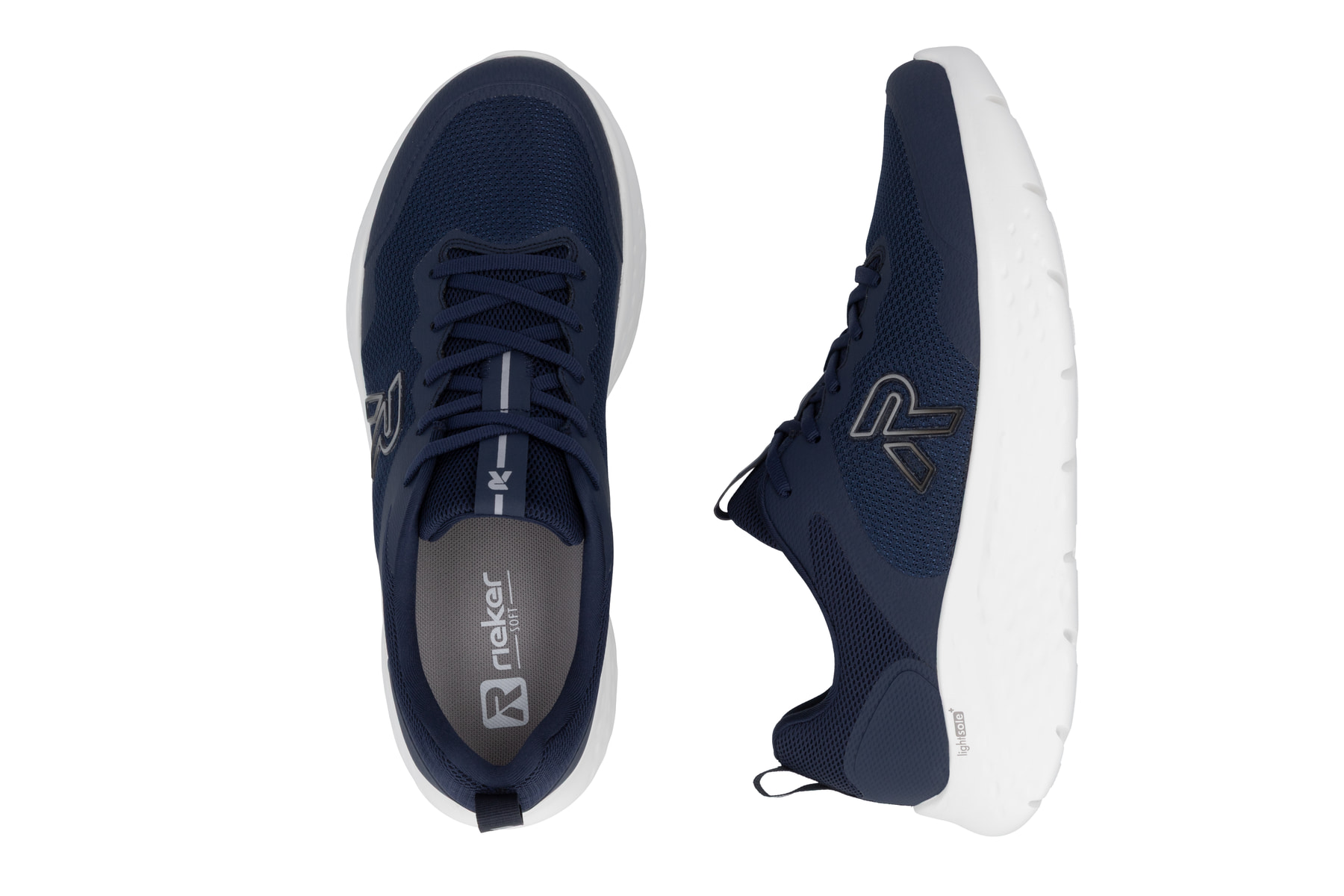 Blaue Rieker Sport Herren Sneaker Low U4400-14. Schuh von oben, liegend.
