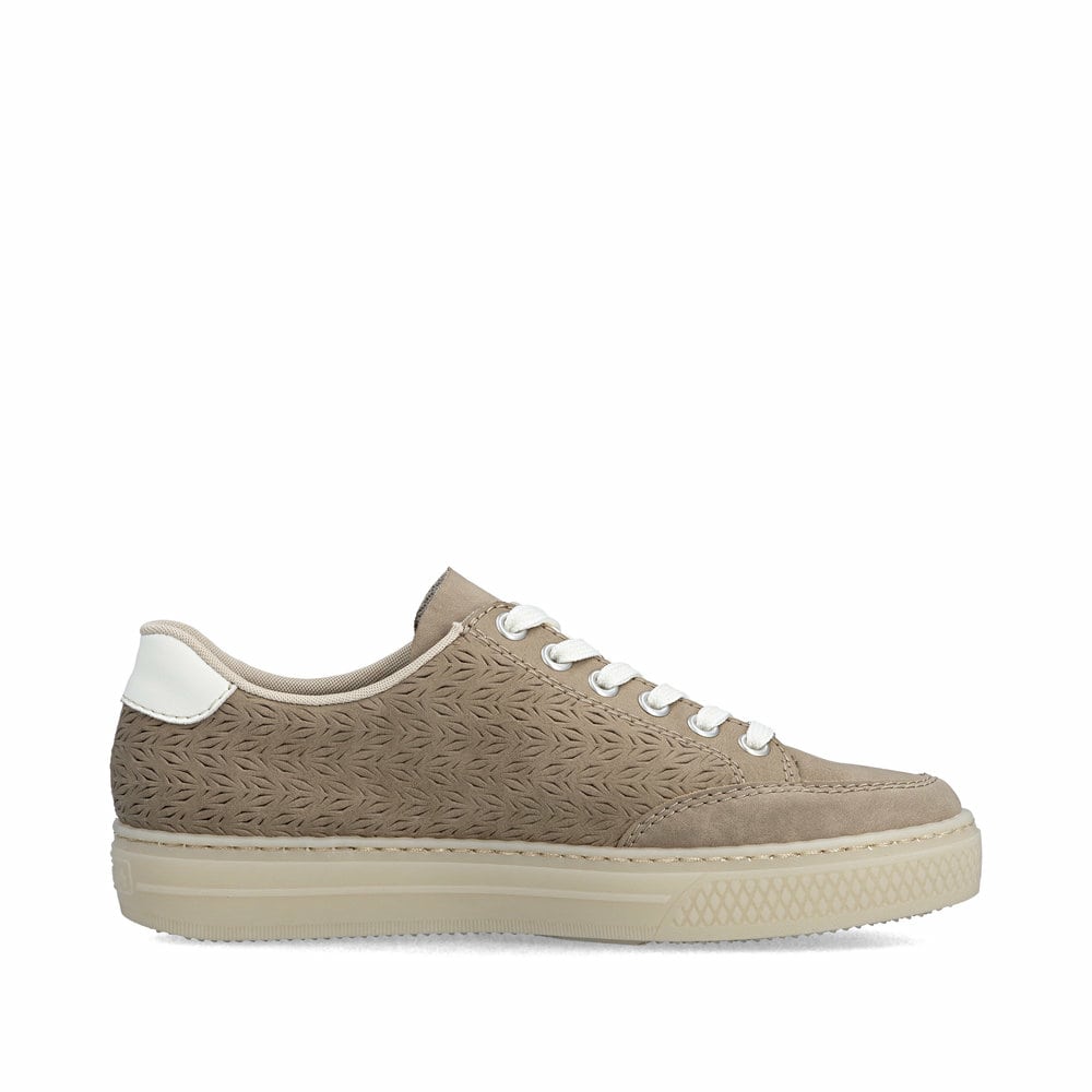 Braune Rieker Damen Sneaker Low L5903-20 aus Glattleder mit einem Reißverschluss. Schuh Innenseite.