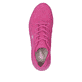 Rosane vegane Rieker Damen Sneaker Low N5202-31 mit einer Schnürung. Schuh von oben.