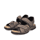 Braune Rieker Herren Trekkingsandalen 25051-27 mit einem Klettverschluss. Schuhpaar seitlich schräg.