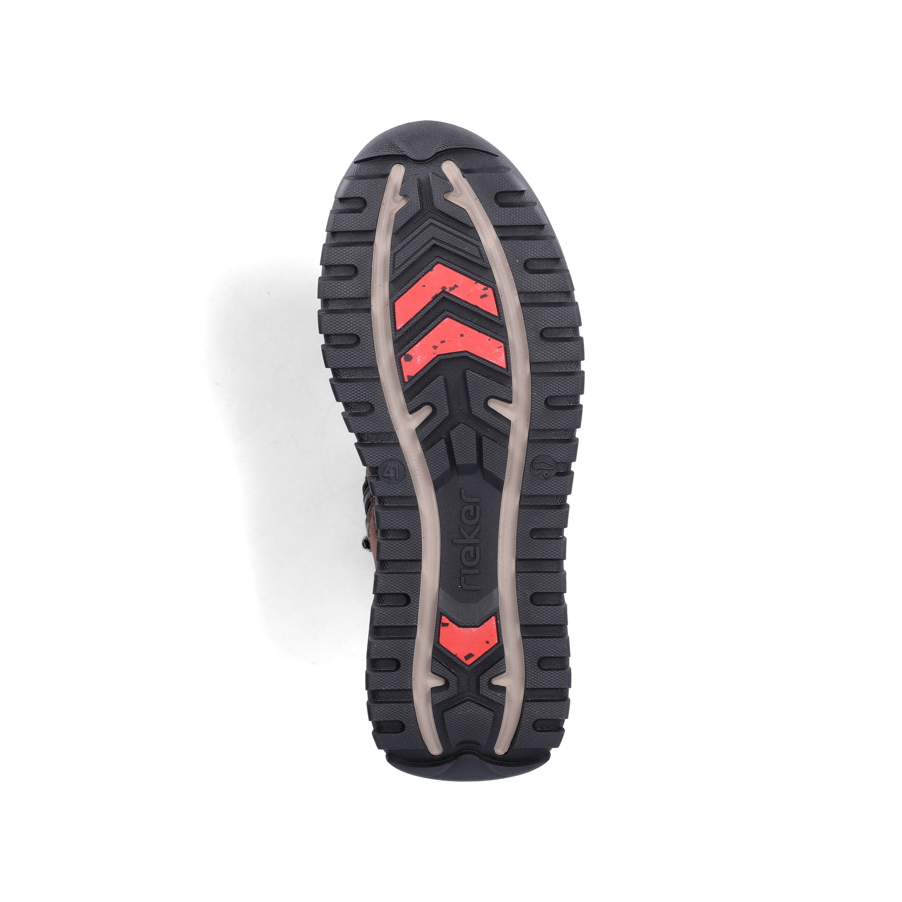 Braun-schwarze Rieker Herren Schnürstiefel U1510-25 mit Fiber-Grip Sohle. Schuh Laufsohle.