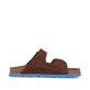Braune Rieker Herren Pantoletten 21190-28 aus Rauleder mit farbiger Sohle. Schuh Innenseite.