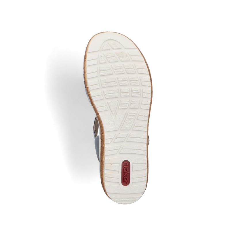 Blaue Rieker Keilsandaletten 62760-12 mit trendigen Schnalle. Schuh Laufsohle.