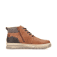 Karamellbraune Rieker Herren Schnürstiefel 38532-25 mit einem Reißverschluss. Schuh Innenseite.