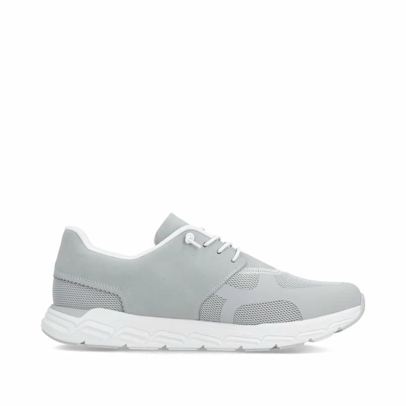 Graue Rieker Herren Sneaker Low 09100-40 mit Schnürung sowie abgesetztem Logo. Schuh Innenseite.