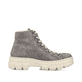 Staubgraue Rieker Damen Schnürstiefel Z7410-40 mit Schnürung und Reißverschluss. Schuh von hinten