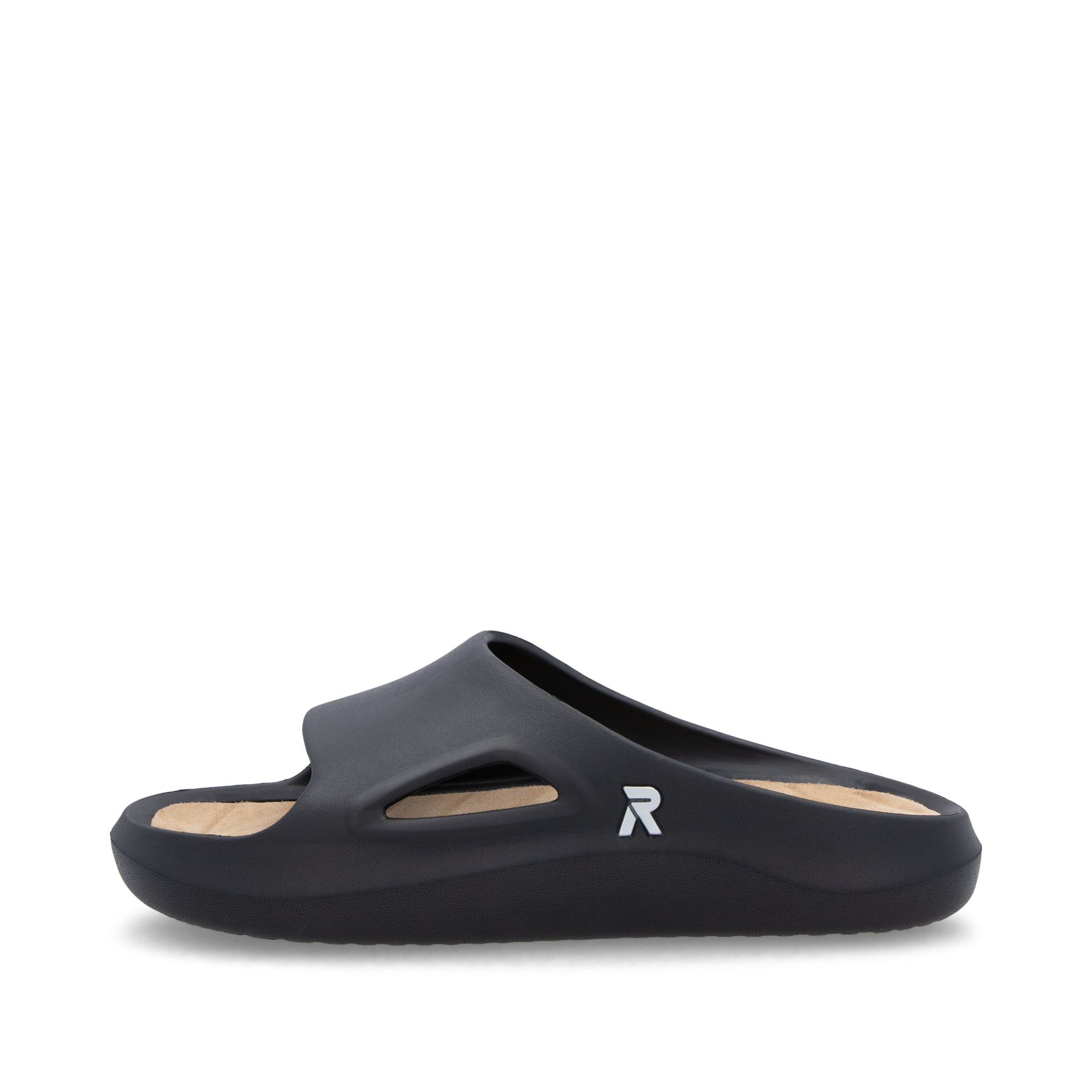 Mules Rieker noires homme U3350-00 avec semelle flexible et ultra légère. Côté extérieur de la chaussure.