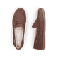 Braune Rieker Damen Loafer 43862-24 mit einer herausnehmbaren Einlegesohle. Schuh von oben, liegend.