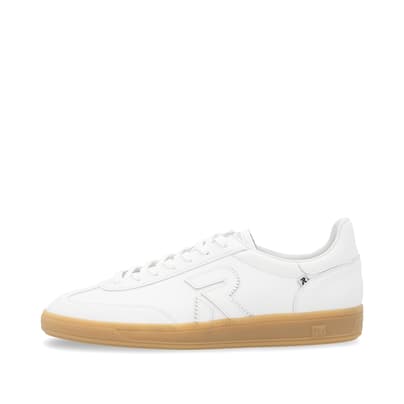 Weiße Rieker Herren Sneaker Low U2200-80 mit Schnürung sowie abriebfester Sohle. Schuh Außenseite.