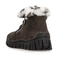 Dunkelbraune Rieker Damen Kurzstiefel 57551-25 mit weichem Kragen. Schuh von hinten.