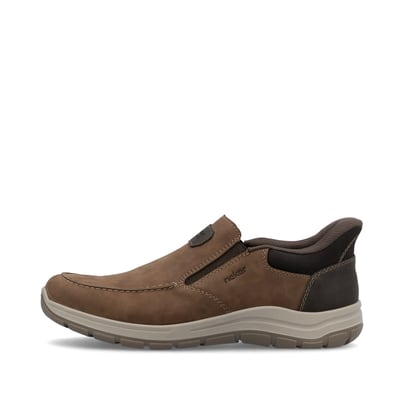 Braune Rieker Herren Slipper 03655-24 mit easy Hineinschlüpf-Möglichkeit. Schuh Außenseite.
