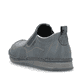 Blaue Rieker Herren Slipper 05450-12 mit Elastikeinsatz sowie braunen Ziernähten. Schuh von hinten.