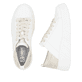 Weiße Rieker Damen Sneaker Low W2602-81 mit einer Schnürung. Schuh von oben, liegend.