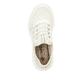 Beige vegane Rieker Damen Slipper M5358-60 mit Gummizug sowie der Komfortweite G. Schuh von oben.