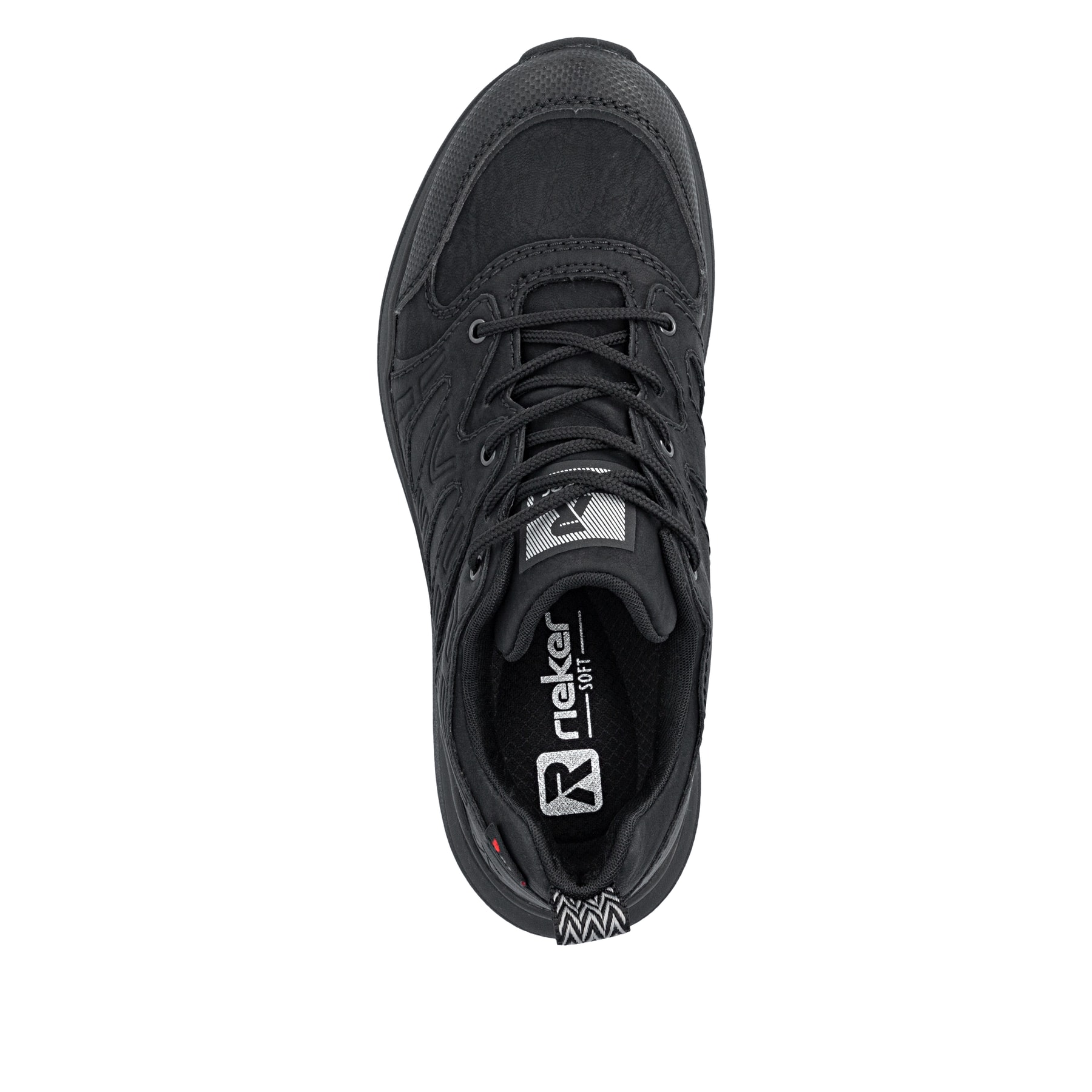 Schwarze Rieker Damen Sneaker Low Z0900-00 mit wasserabweisender TEX-Membran. Schuh von oben.