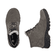 Dunkelgraue Rieker Damen Schnürstiefel Z7218-45 aus Rauleder. Schuh von oben, liegend.