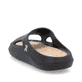 Schwarze Rieker Damen Pantoletten W3350-00 mit flexibler und ultraleichter Sohle. Schuh von hinten.