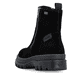 Schwarze Rieker Damen Kurzstiefel X8251-00 aus Rauleder mit Flip-Grip Sohle. Schuh von hinten.