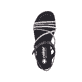 Schwarze vegane Rieker Damen Riemchensandalen 65262-00 mit einer Schnalle. Schuh von oben.