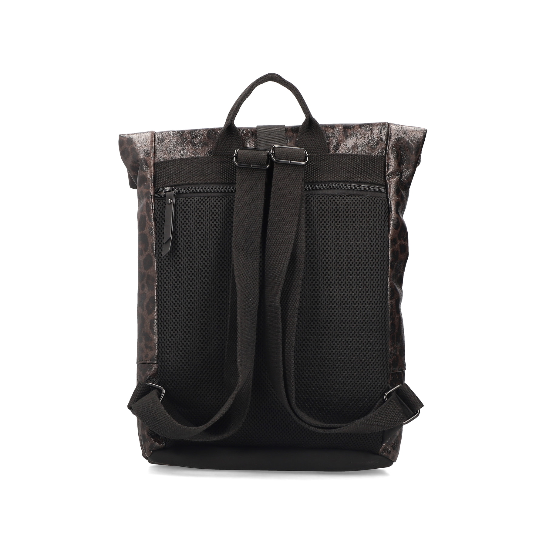 Sac à dos Rieker H1426-25 à imprimé animal avec fermeture éclair, compartiment pour ordinateur portable et rembourrage dorsal. Verso.