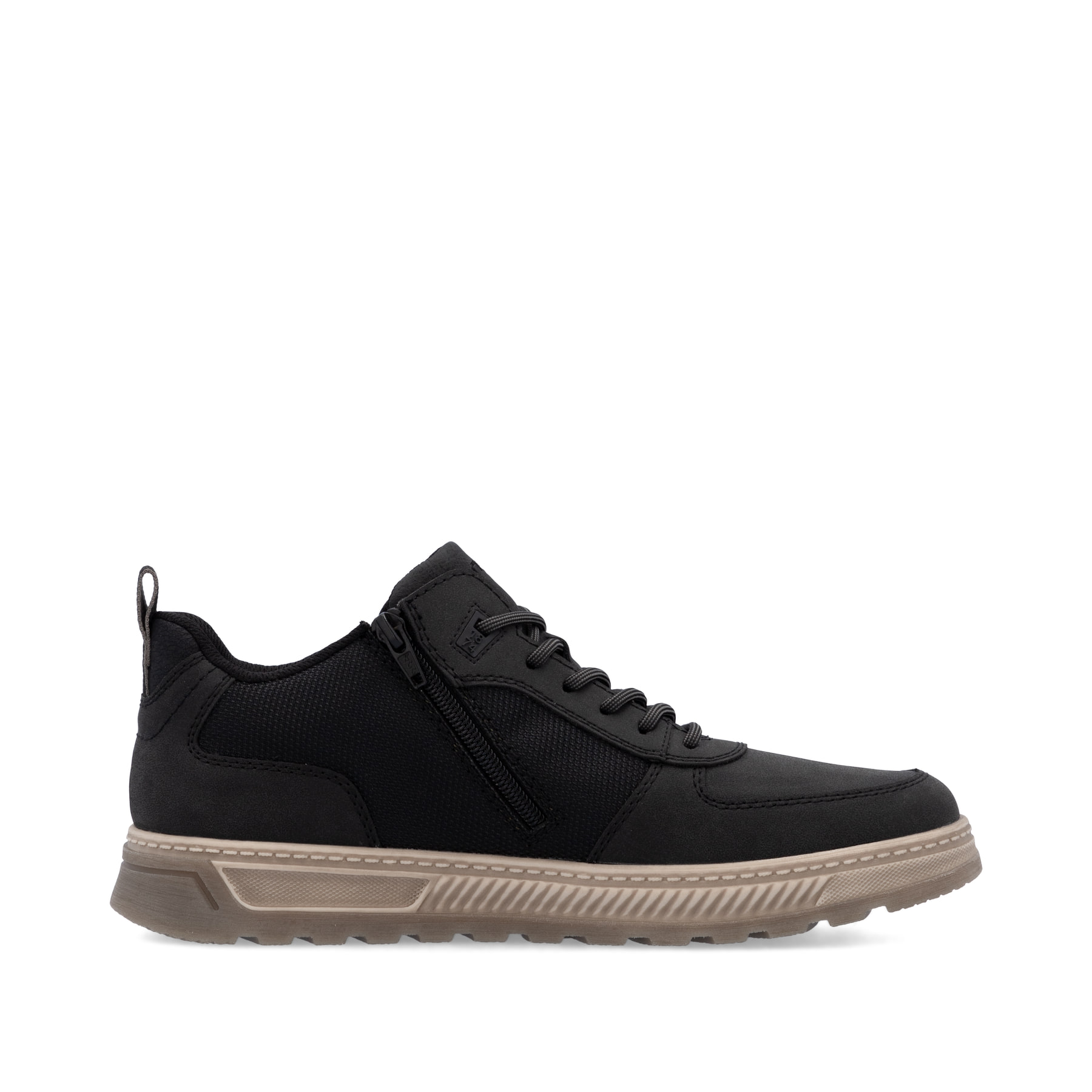 Schwarze Rieker Herren Schnürschuhe 37004-00 mit einem Reißverschluss. Schuh Innenseite.