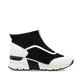 Schwarze Rieker Damen Sneaker High N6360-00 mit einem Reißverschluss. Schuh Innenseite.
