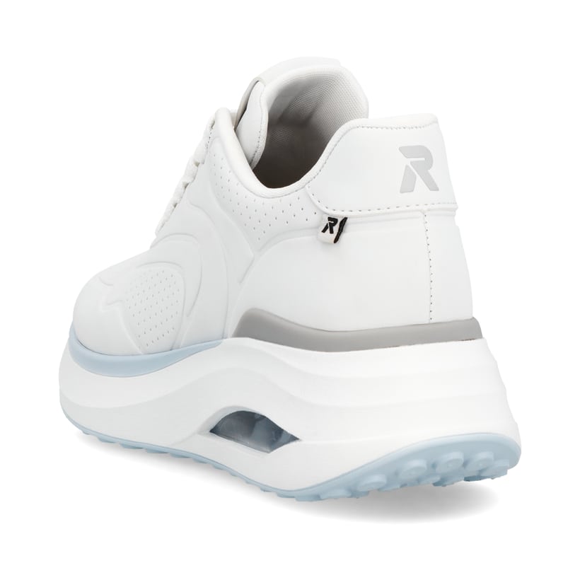 Weiße vegane Rieker Damen Sneaker Low W2700-80 mit einer Schnürung. Schuh von hinten.