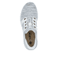 Graue Rieker Damen Slipper L32G4-40 mit Ready2GO Slip-in Funktion sowie Gummizug. Schuh von oben.