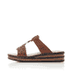 Braune Rieker Damen Pantoletten 629K9-24 mit einem Klettverschluss. Schuh Außenseite.