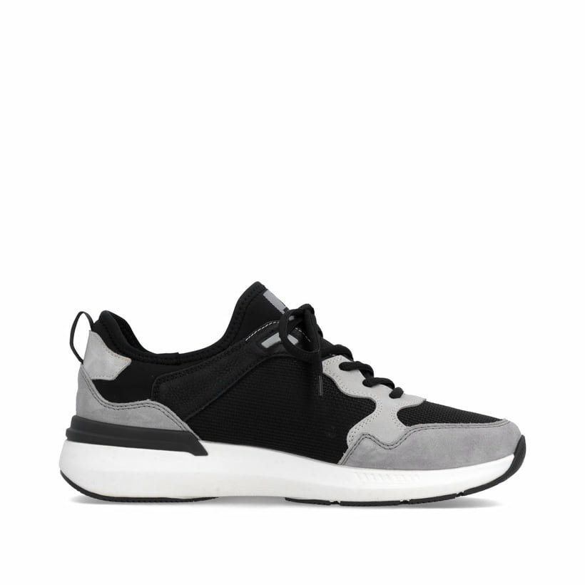 Mocassins Rieker noirs pour homme U1405-00 avec bande élastique. Côté intérieur de la chaussure.