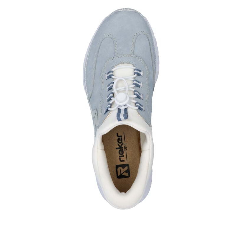 Baskets basses Rieker bleues pour femme M6071-12 avec bande élastique. Chaussure vue de dessus.