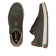 Baskets basses Rieker vertes pour homme 37029-52 avec fermeture éclair. Chaussure vue de dessus, couchée.