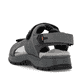 Graue Rieker Herren Trekkingsandalen 26951-40 mit einem Klettverschluss. Schuh von hinten.