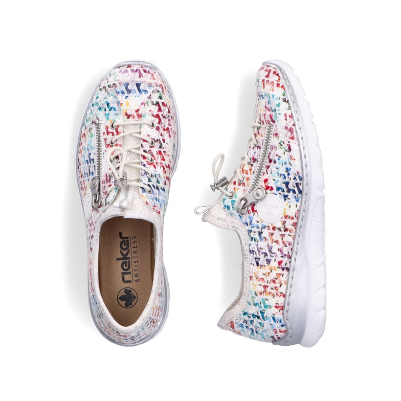 Chaussons Rieker multicolores pour femme L3252-90. Chaussure vue de dessus, couchée.