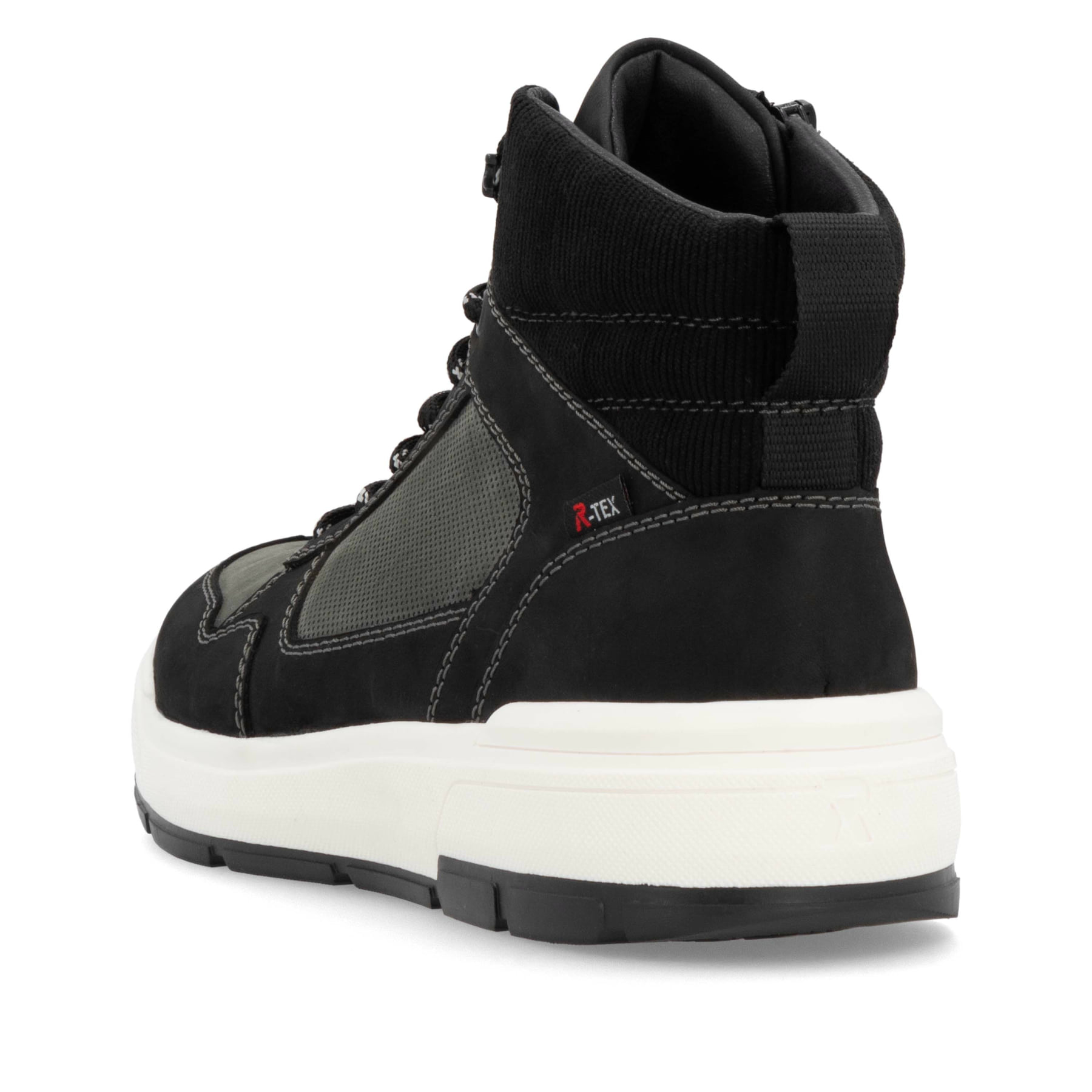 Baskets montantes Rieker noires homme U0073-00 avec membrane RiekerTEX. Chaussure vue de l'arrière.