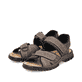 Braune Rieker Herren Trekkingsandalen 25051-27 mit einem Klettverschluss. Schuhpaar seitlich schräg.