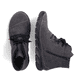 Dunkelgraue Rieker Damen Schnürstiefel 55031-45 mit gestickten Details. Schuh von oben, liegend.