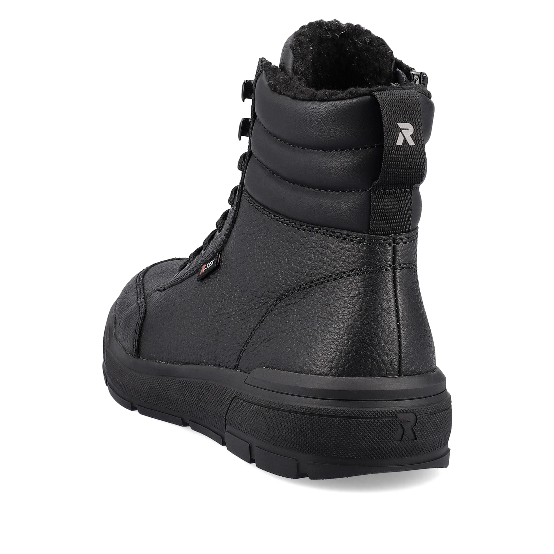 Schwarze Rieker Herren Schnürstiefel U0071-01 aus Glattleder. Schuh von hinten.
