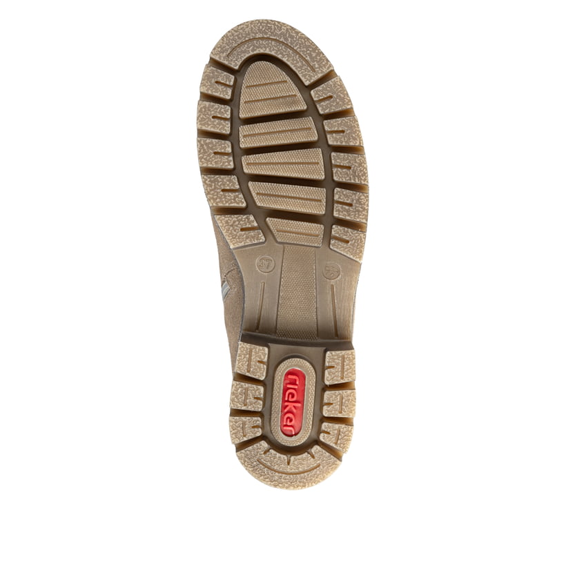 Beige Rieker Damen Hochschaftstiefel Y8153-64 aus Rauleder. Schuh Laufsohle.