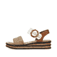 Beige Rieker Keilsandaletten 62964-90 mit einem Klettverschluss. Schuh Außenseite.